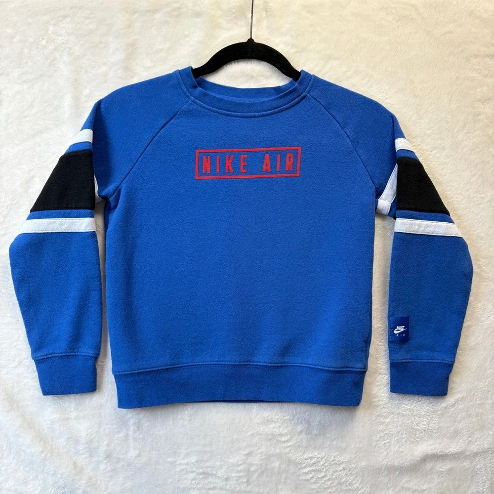 Nike Air Sweatshirt Kids‎ Size 7 6-7 Years Blue Crewneck Spell Out